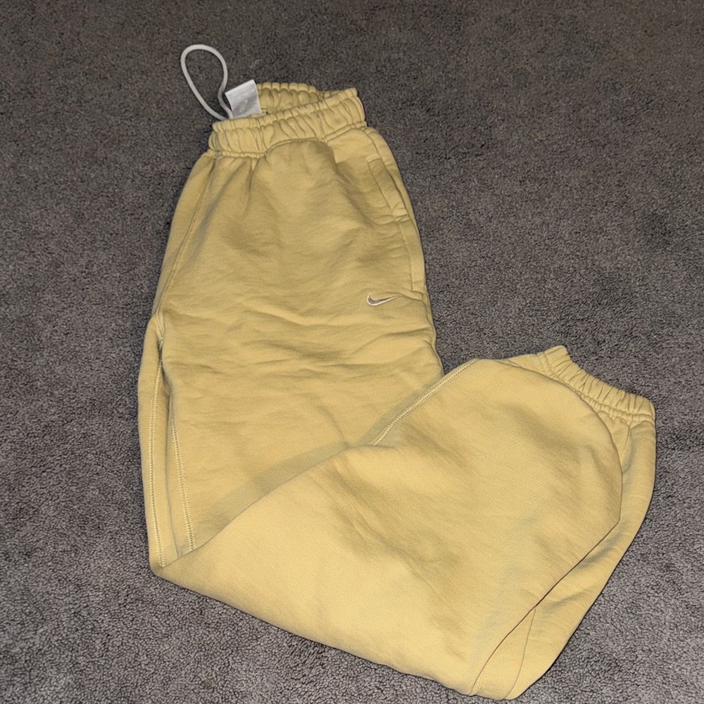 Nike Kids Yellow Fleece Joggers with Swoosh
